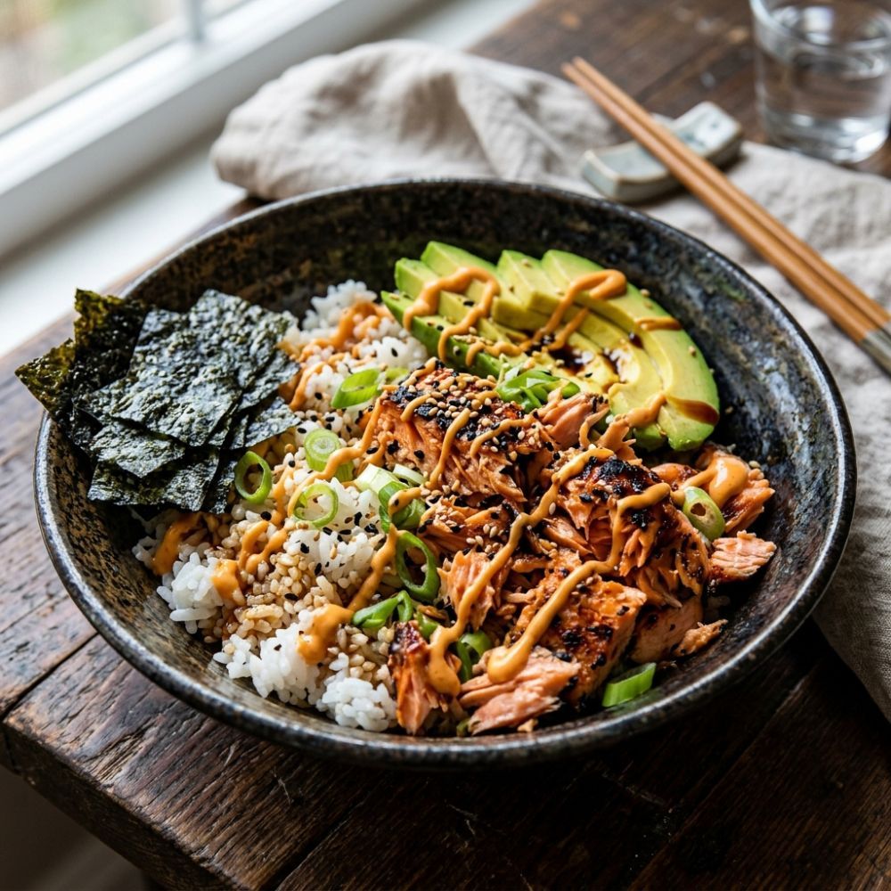 Bowl de Arroz y Salmón a la Sriracha