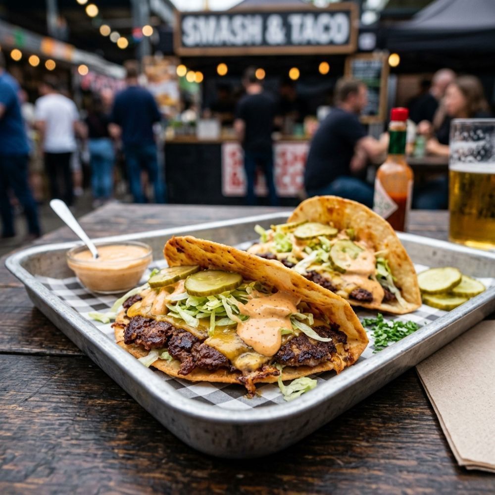 Tacos de Tortilla Aplastada (Smashed Burger Tacos)