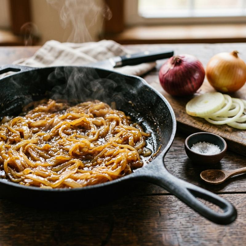 ¿Cebolla caramelizada lista en 15 minutos? El truco científico del bicarbonato que acelera la reacción de Maillard