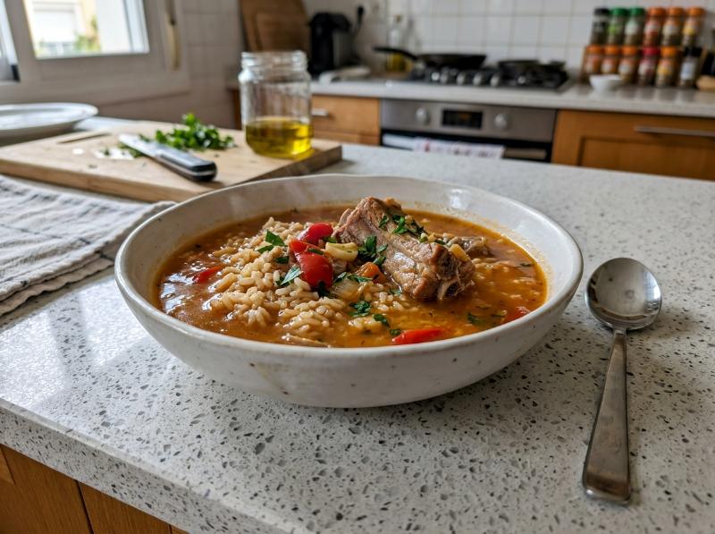 Arroz Caldoso con Costillas de Cerdo en Olla Express en 6 Minutos