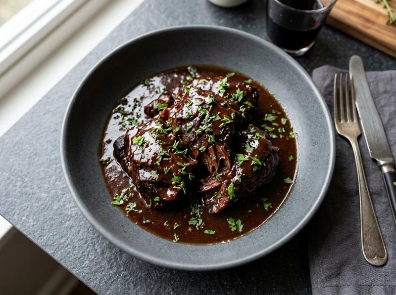 Carrilleras de Ternera al Vino Tinto en Olla Rápida (Melosas y Tiernas que se Deshacen)