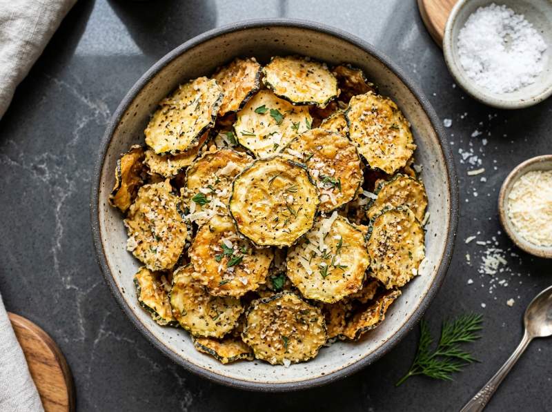 Chips de Calabacín Crujientes en Airfryer con Parmesano (Snack Saludable)
