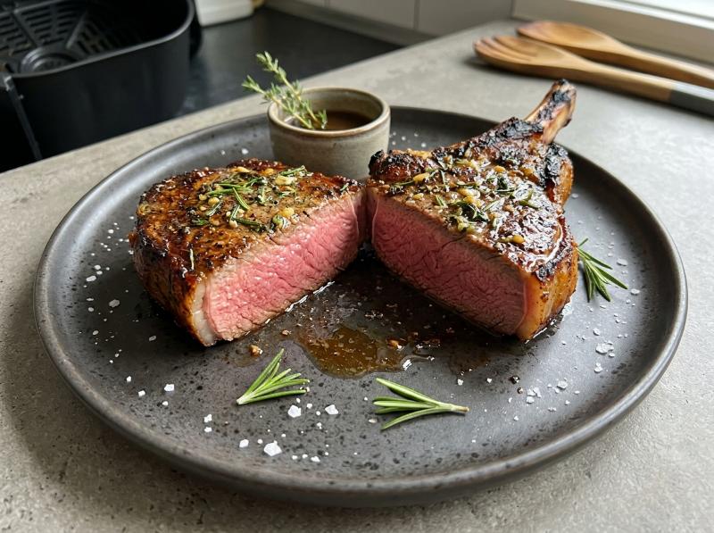 Chuletas de Ternera en Airfryer con Costra de Mantequilla y Hierbas (Súper Jugosas)