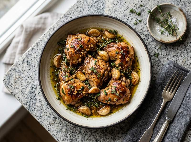 Conejo Guisado al Ajillo con Tomillo en Olla Rápida (Tierno, Jugoso y Aromático)