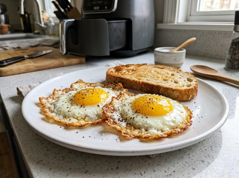 Huevos Fritos con Puntilla en Airfryer sin Manchar