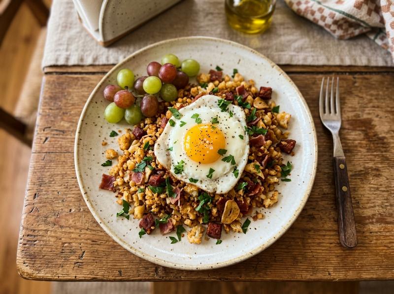 Migas de Coliflor Saludables con Chorizo o Panceta