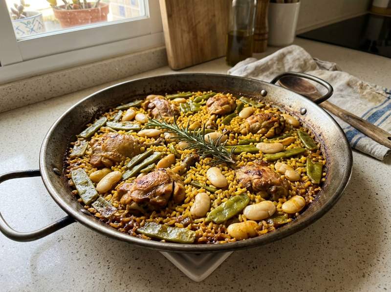 Paella Valenciana con Pollo, Conejo y Bajoqueta