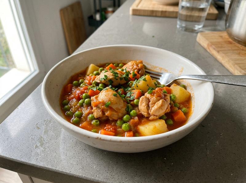 Pollo Guisado a la Jardinera en Olla Express Fácil y Jugoso