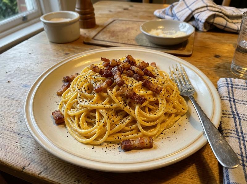 Receta Auténtica de Espaguetis a la Carbonara Tradicional Italiana