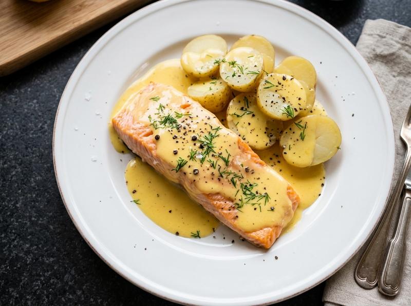 Salmón al Vapor con Patatas y Salsa Holandesa en Thermomix